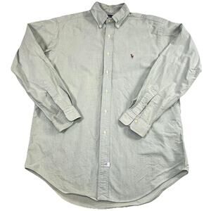 Ralph Lauren Yarmouth Oxford Shirt Men's Size 15.5 34 Mint Green Flesh Pony VTG